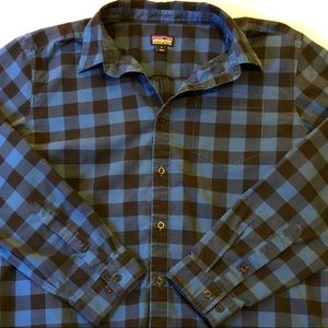 Patagonia Blue and Black Checkered Button Down